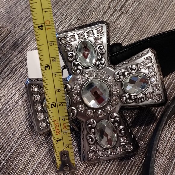 Nocona Belt Co Leather Embellished Cross Black Belt NWT Size M main image 6